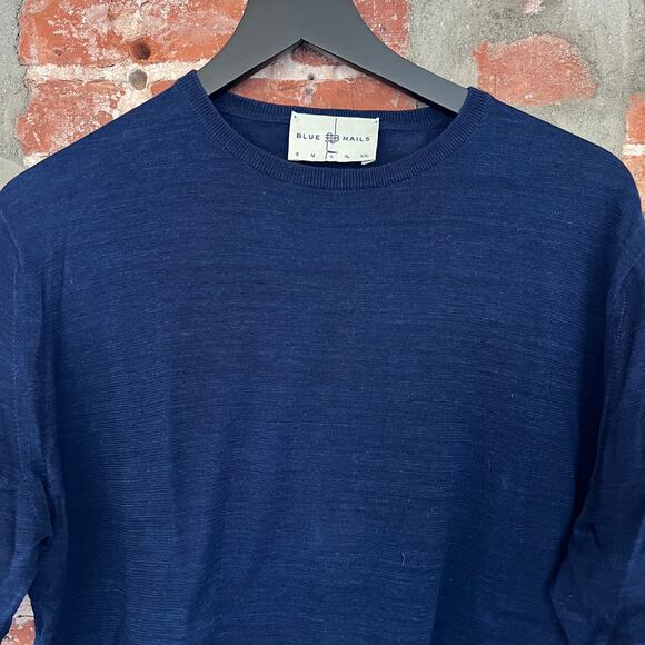 Blue Nails Bangkok Fine-Gauge Indigo Crewneck Sweater (Size L) - Picture 2 of 8